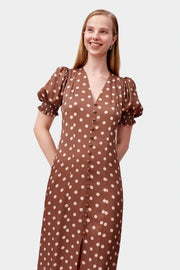 Bella Polka Dot Dress in Beige