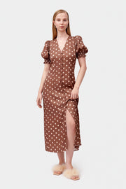Bella Polka Dot Dress in Beige