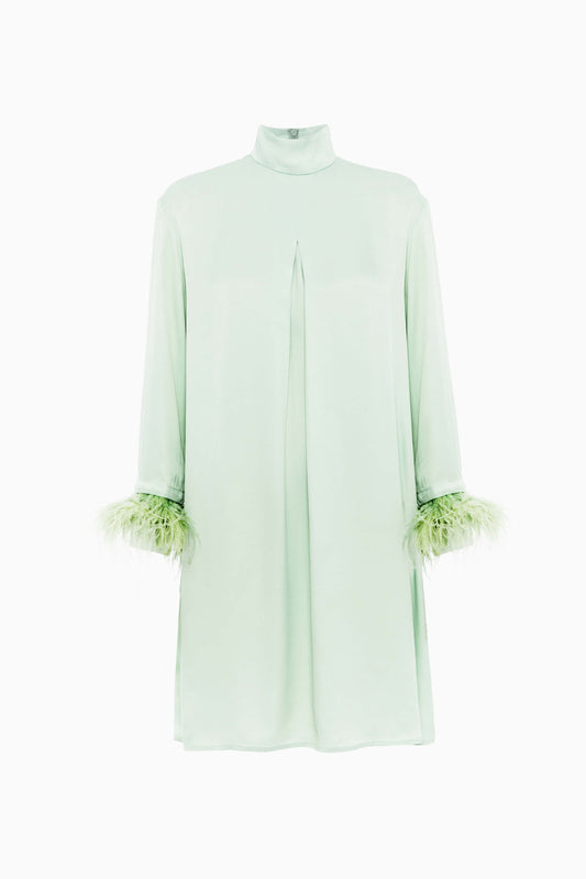 Party Shirt Dress with Detachable Feathers in Mint