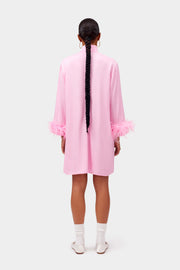 Party Shirt Dress with Detachable Feathers in Pink