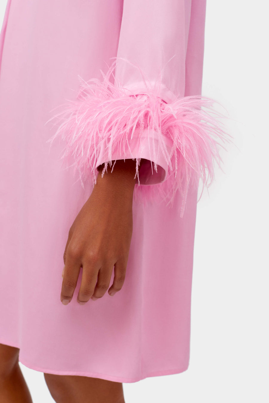 Party Shirt Dress with Detachable Feathers in Pink