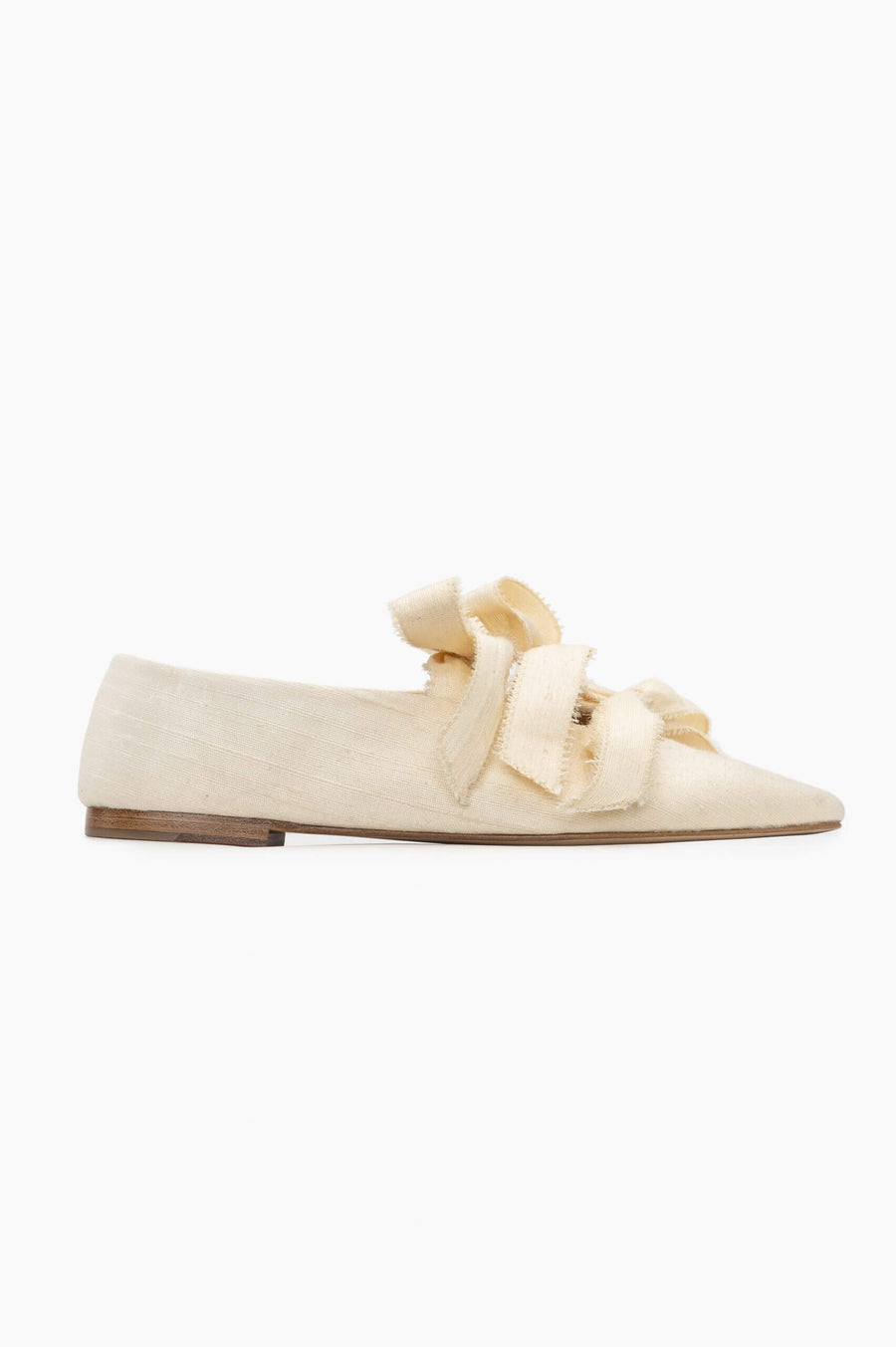 Mille-feuille Silk Flats in White