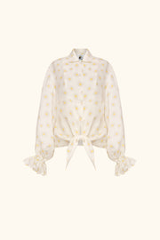 Rumba Linen Lounge Shirt in Daisies