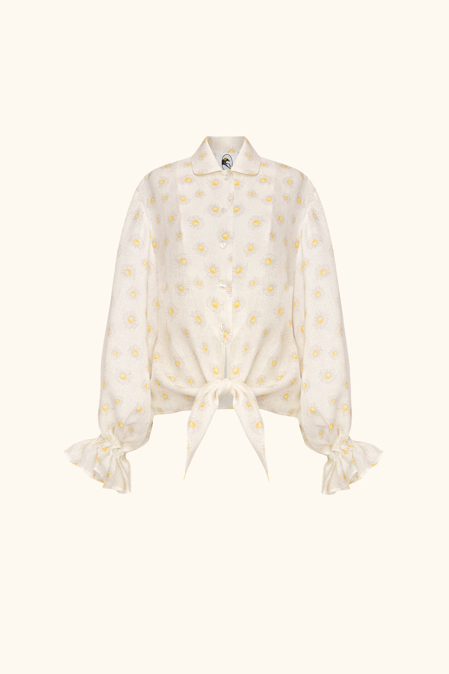 Rumba Linen Lounge Shirt in Daisies