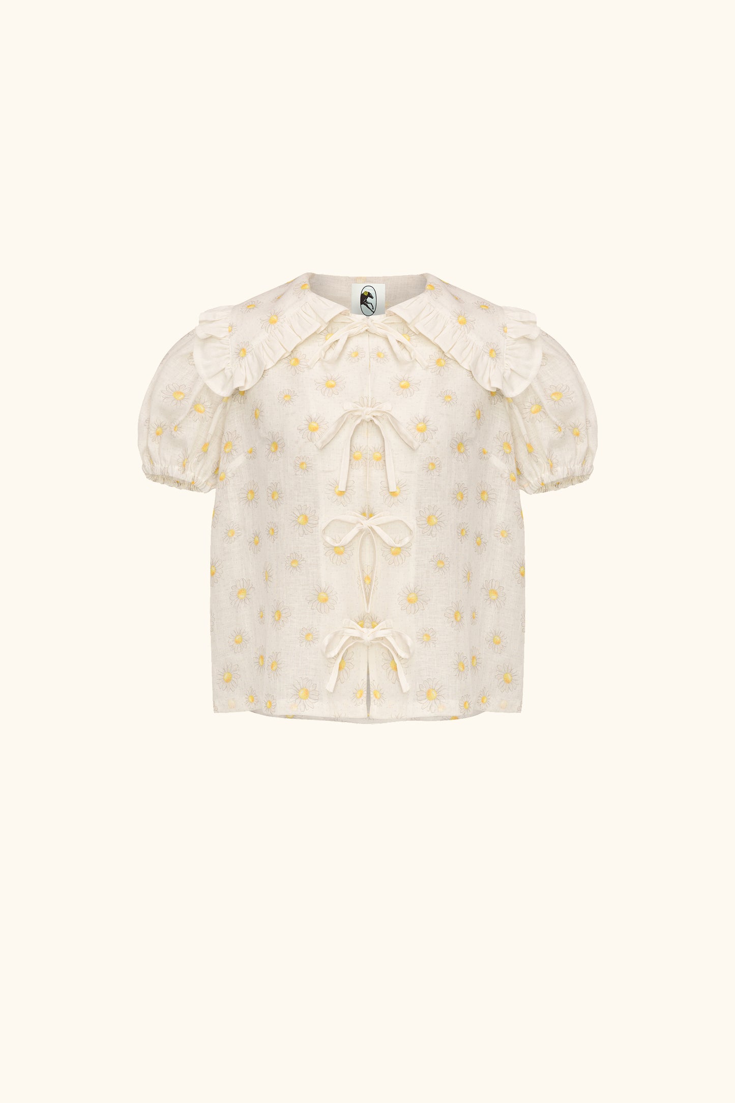 Puff Linen Lounge Shirt in Daisies