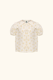 Puff Linen Lounge Shirt in Daisies