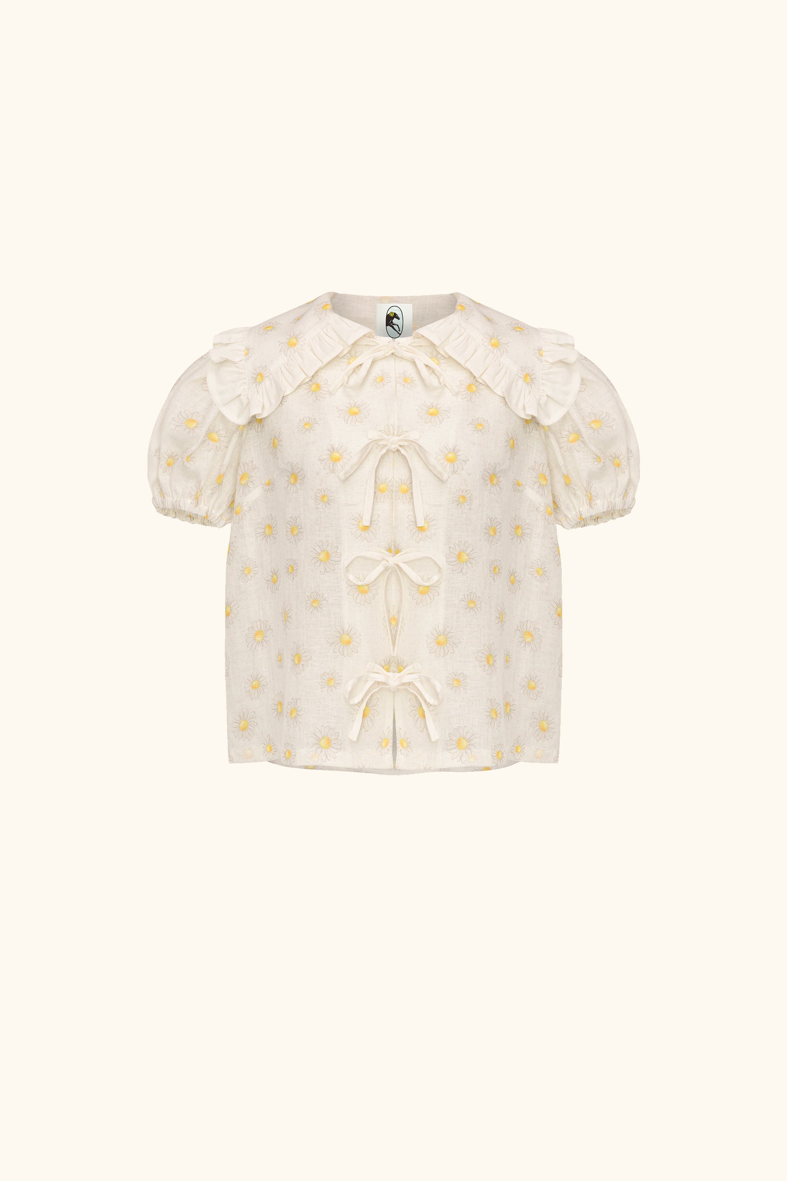 Puff Linen Lounge Shirt in Daisies