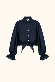 Rumba Linen Lounge Shirt in Navy