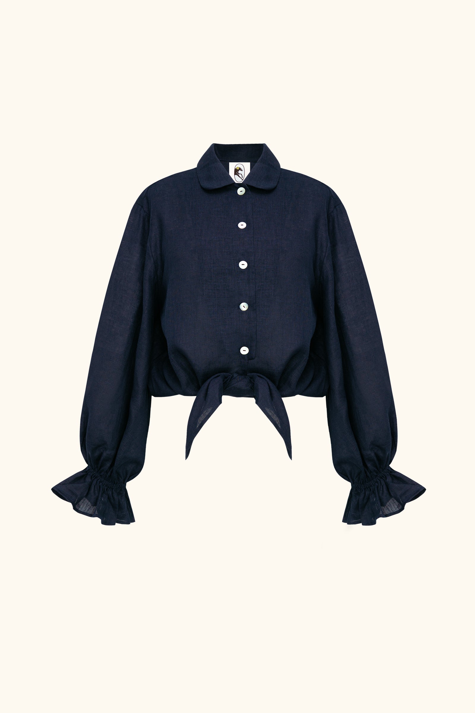 Rumba Linen Lounge Shirt in Navy
