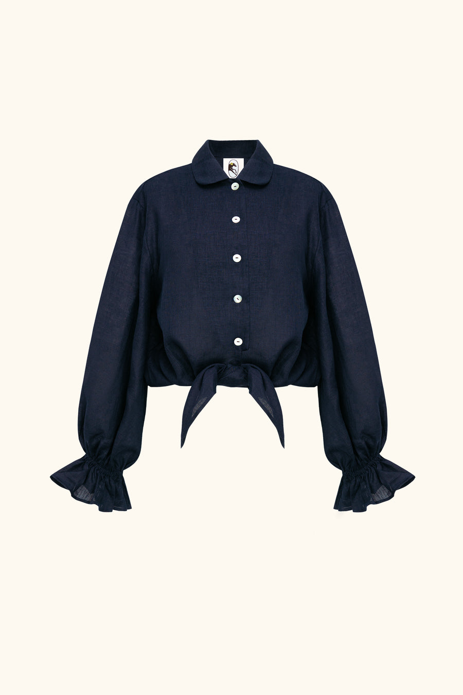 Rumba Linen Lounge Shirt in Navy