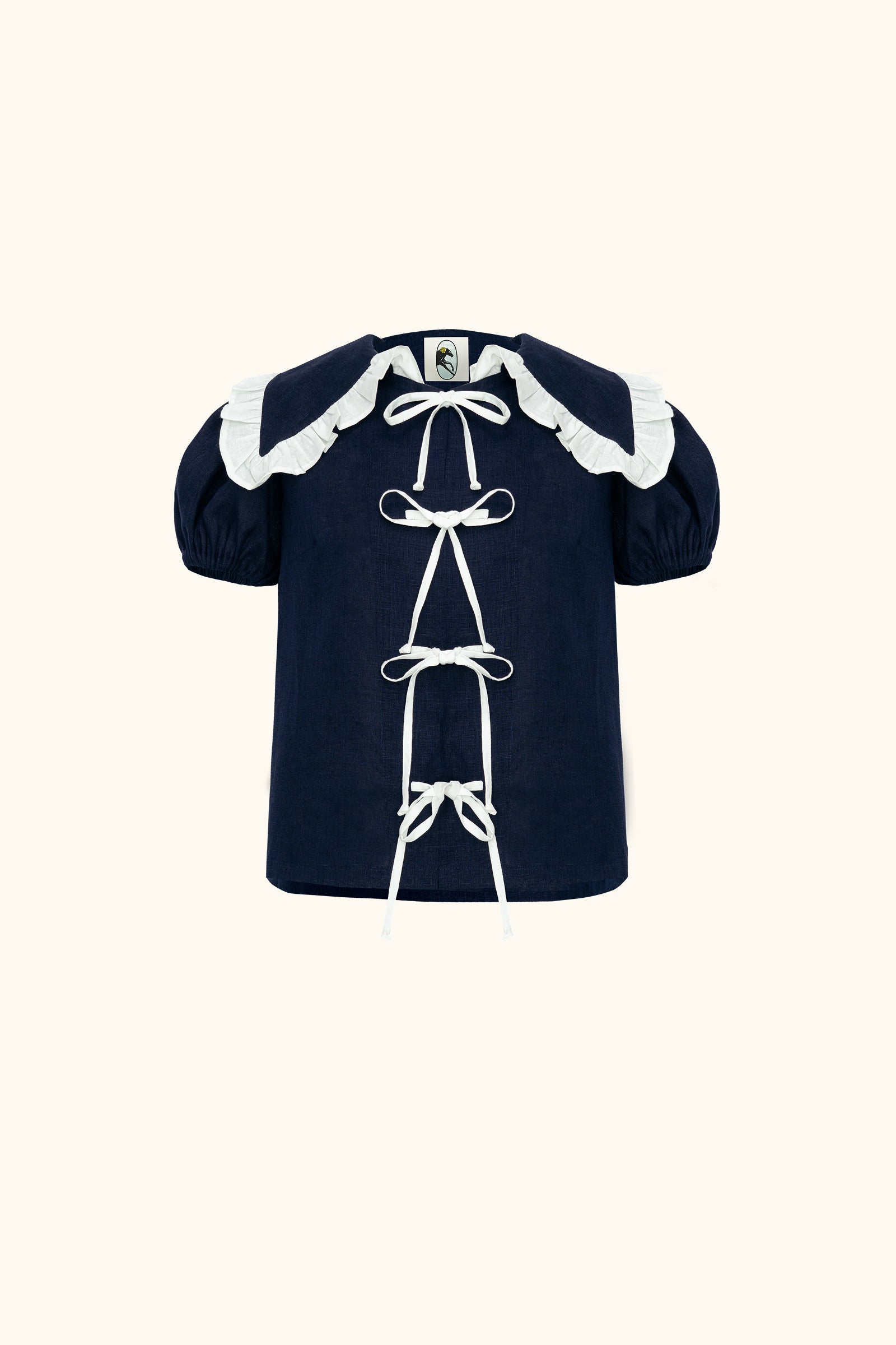 Puff Linen Lounge Shirt in Navy