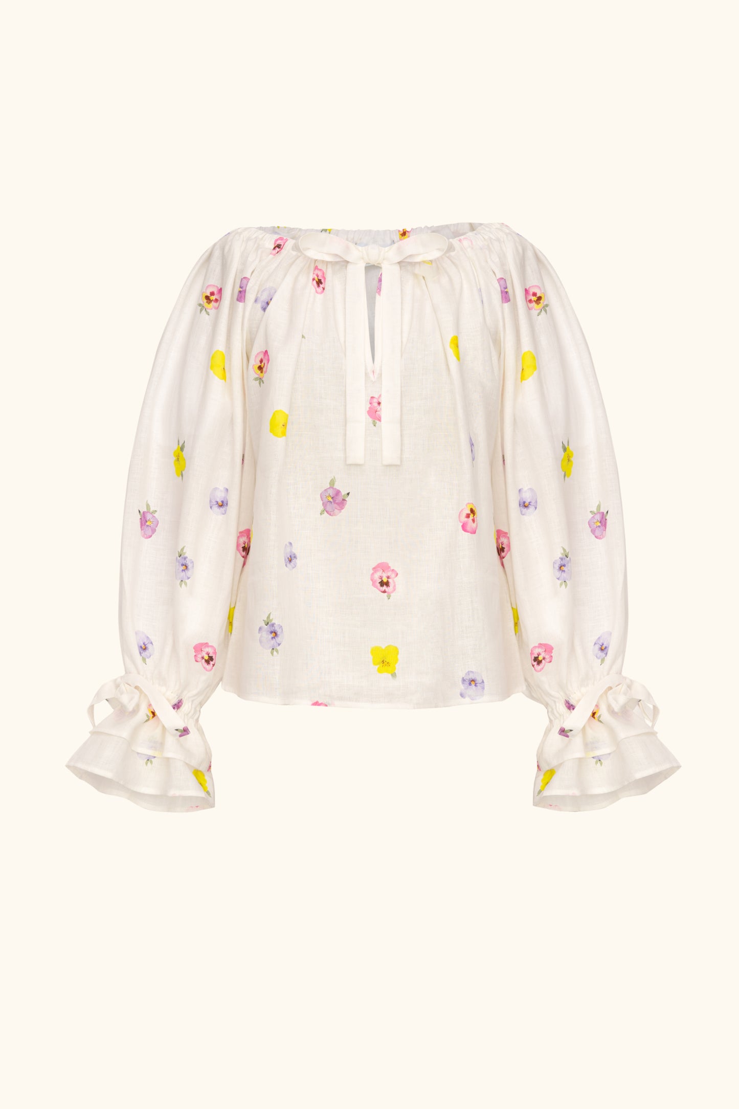 Cha-Cha Lounge Blouse in Pansies