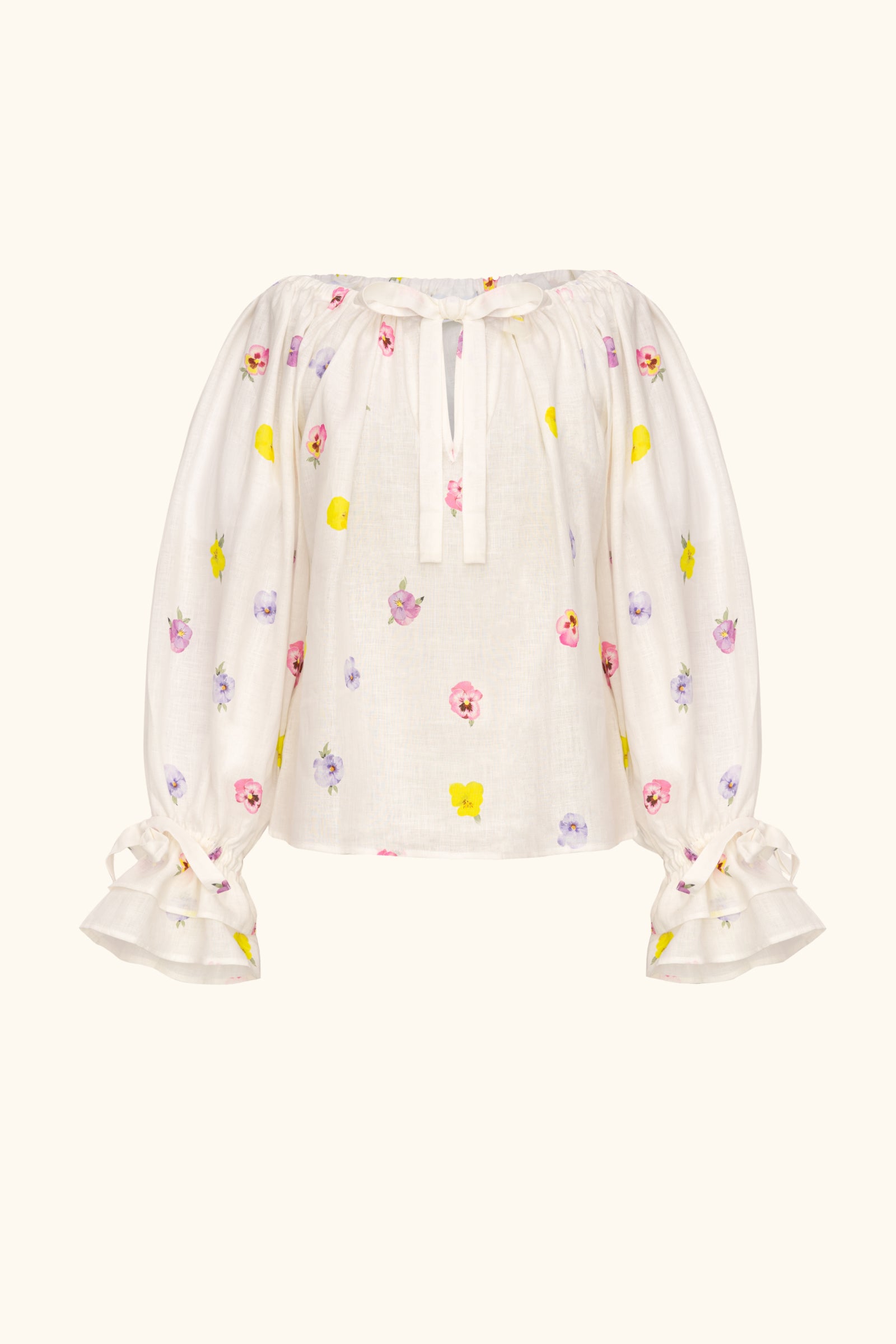 Cha-Cha Lounge Blouse in Pansies