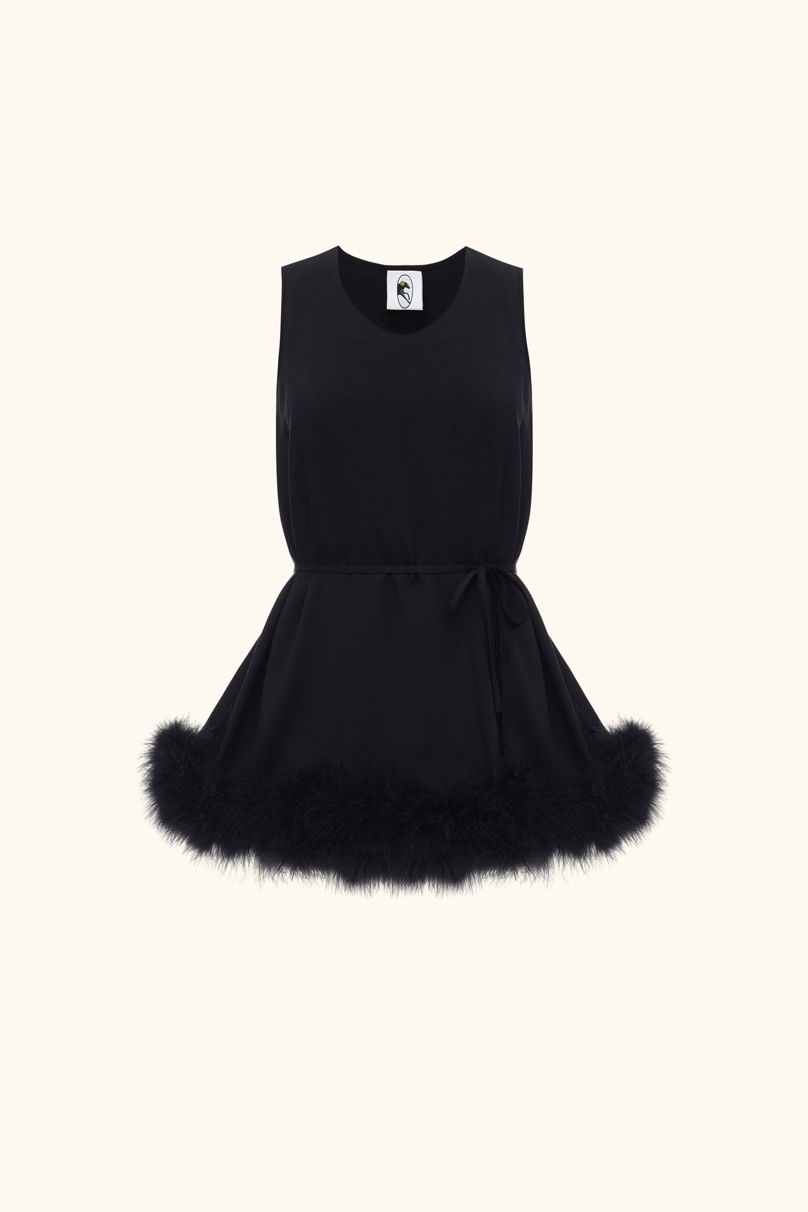 Bisou Bisou Top with Feathers in Black