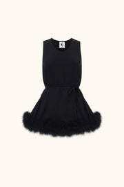 Bisou Bisou Top with Feathers in Black