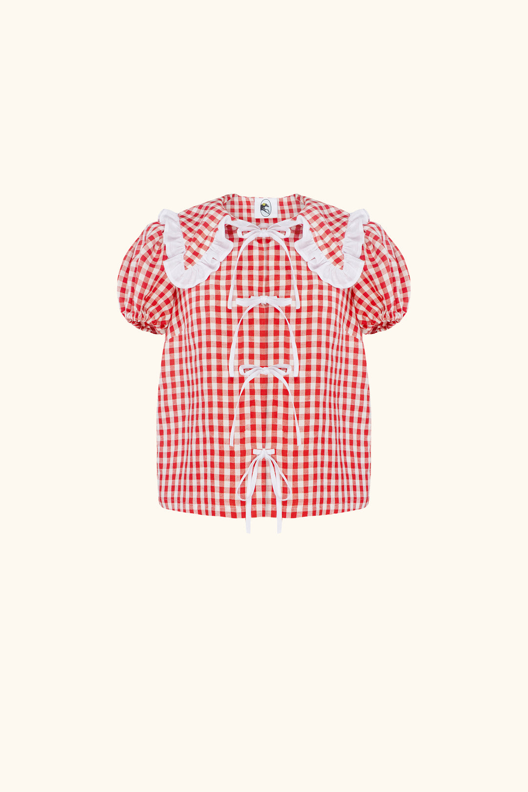 Puff Linen Lounge Shirt in Red Vichy