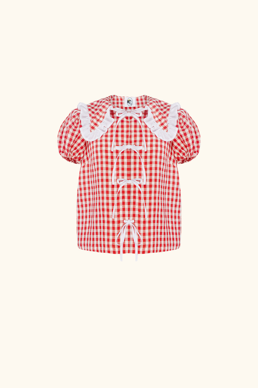 Puff Linen Lounge Shirt in Red Vichy