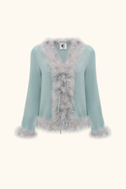 Venus in Love Blouse with Feathers in Dove Blue