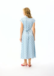 The Genus Rosa Midi Dress in Blue with Polka Dot