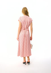 The Genus Rosa Midi Dress in Blush with Polka Dot