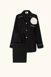 The Rose Cotton Pajama Set in Black