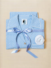 The Rose Cotton Pajama Set in Blue Vichy
