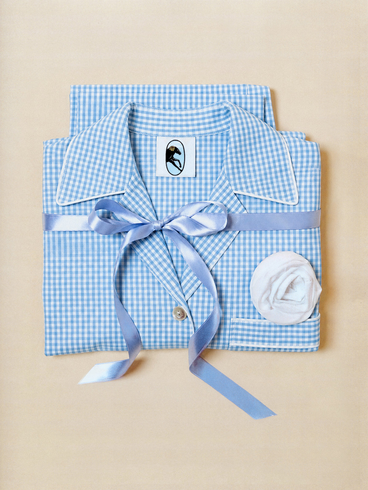 The Rose Cotton Pajama Set in Blue Vichy