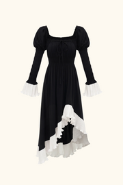 Juliette Shirred Asymmetric Dress in Black