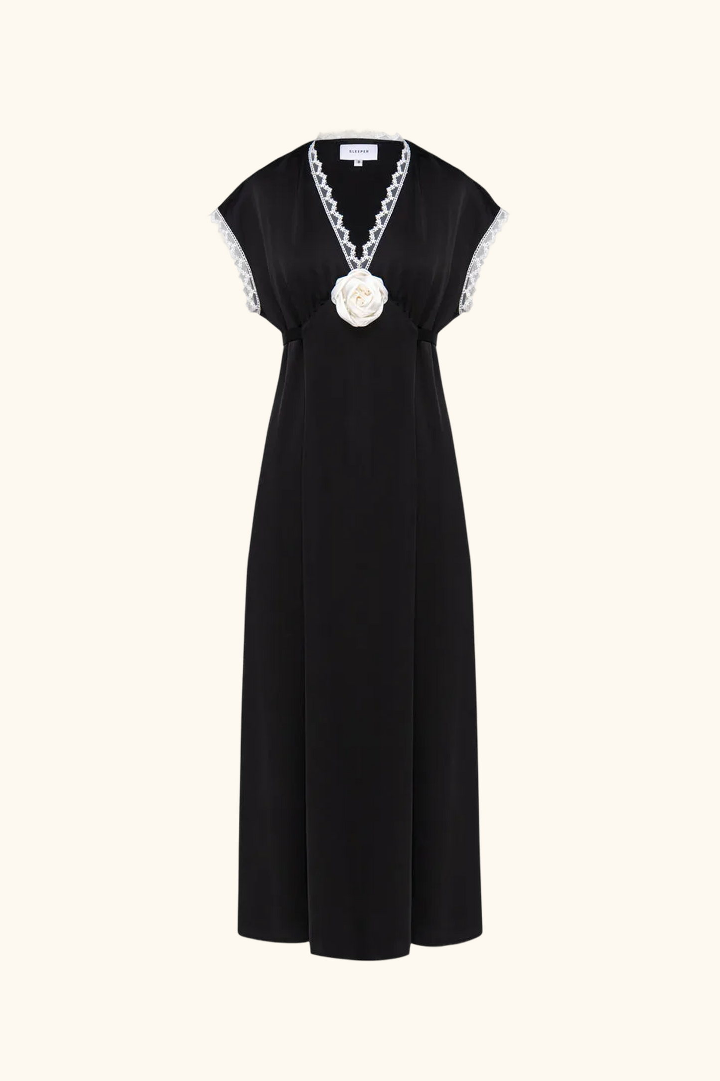 The Genus Rosa Satin Dress in Black