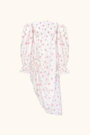 Atlanta Linen Dress with Rose Detail in Roses