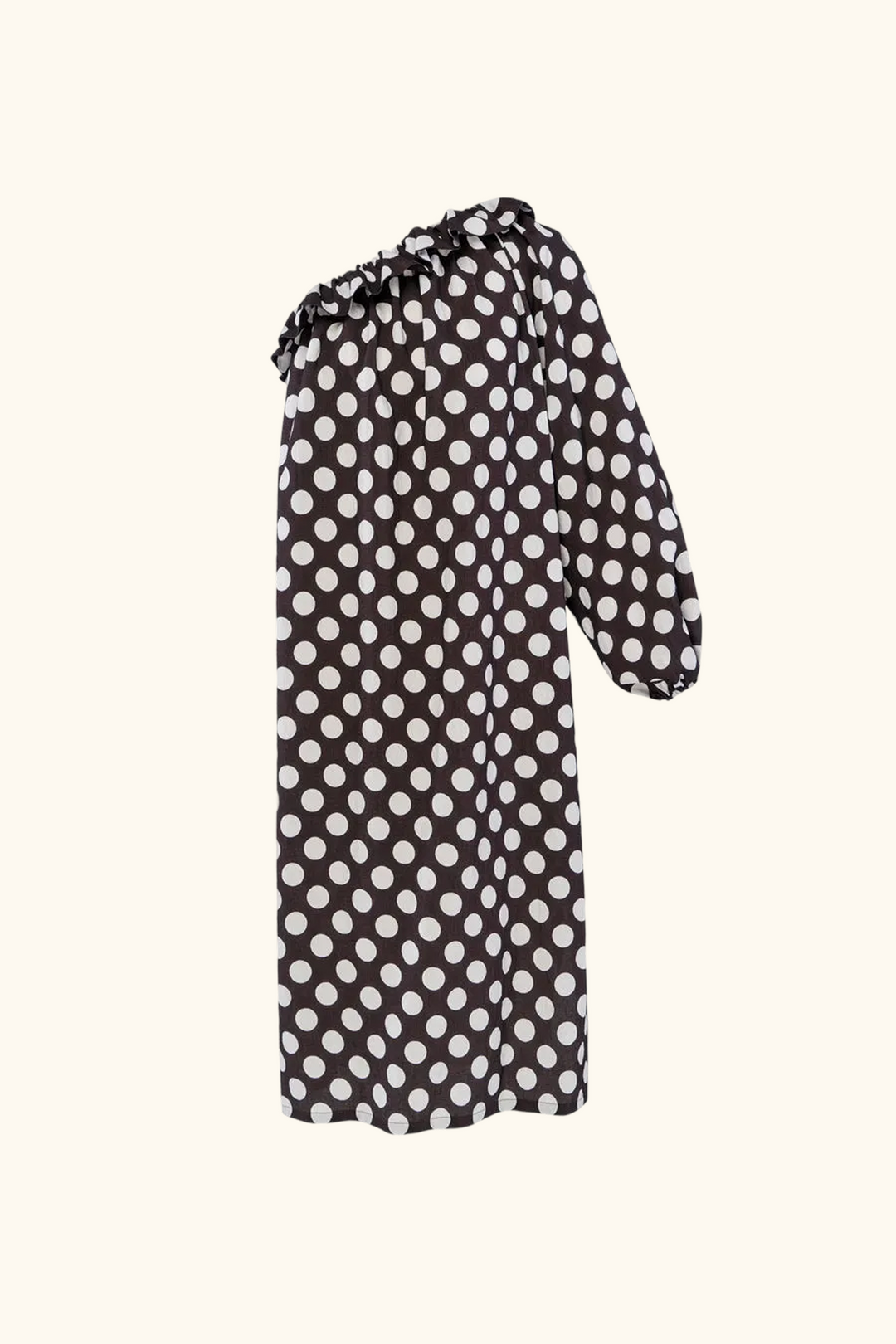 Gaia Soft Viscose Midi Dress in Black Polka Dot