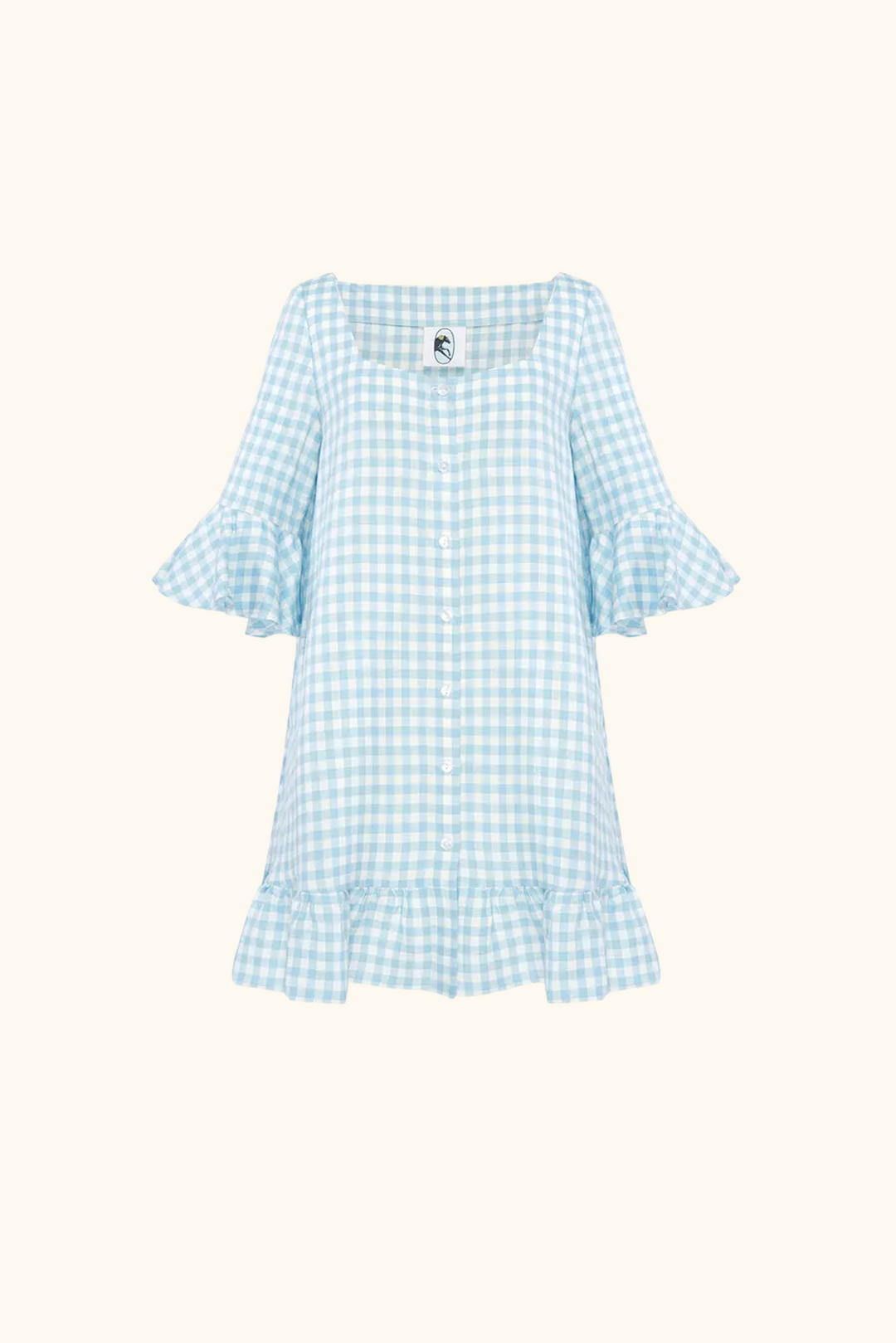 Marseille Linen Mini Dress in Blue Vichy