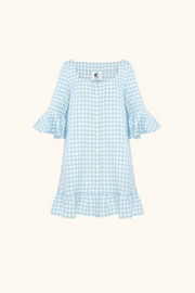Marseille Linen Mini Dress in Blue Vichy