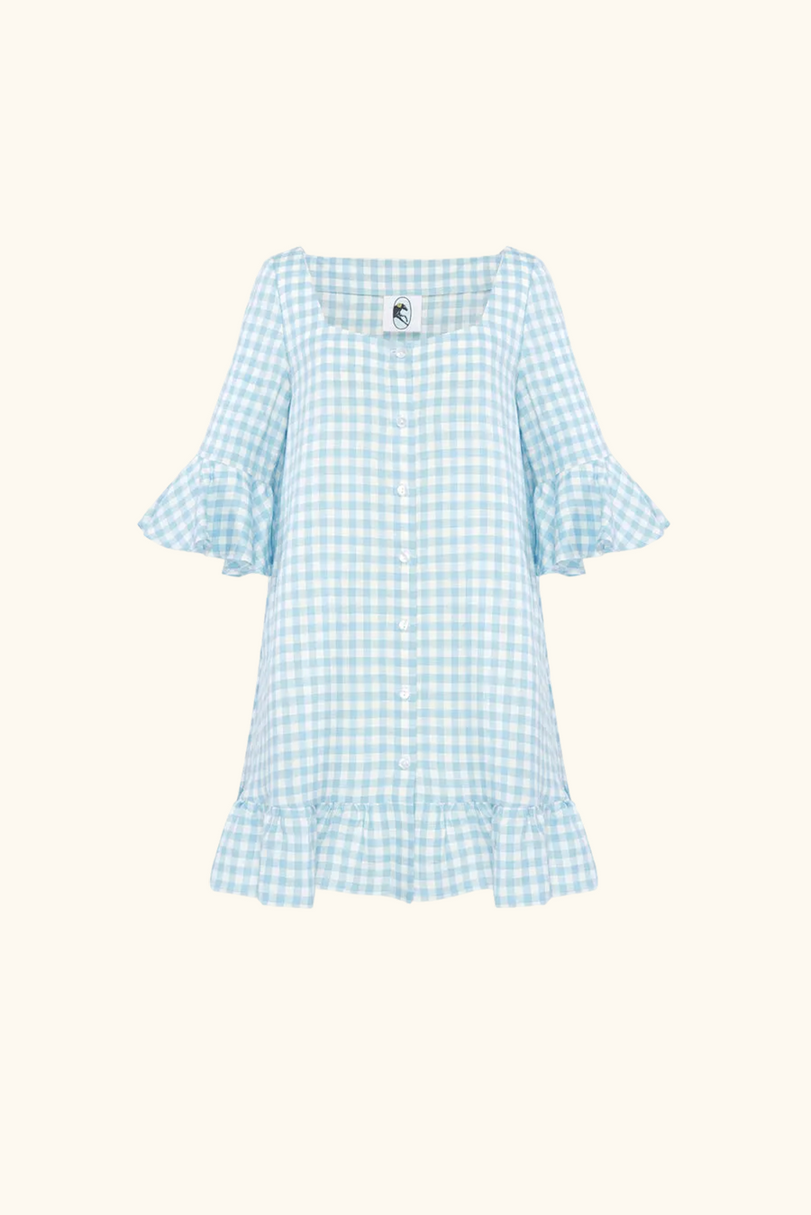 Marseille Linen Mini Dress in Blue Vichy