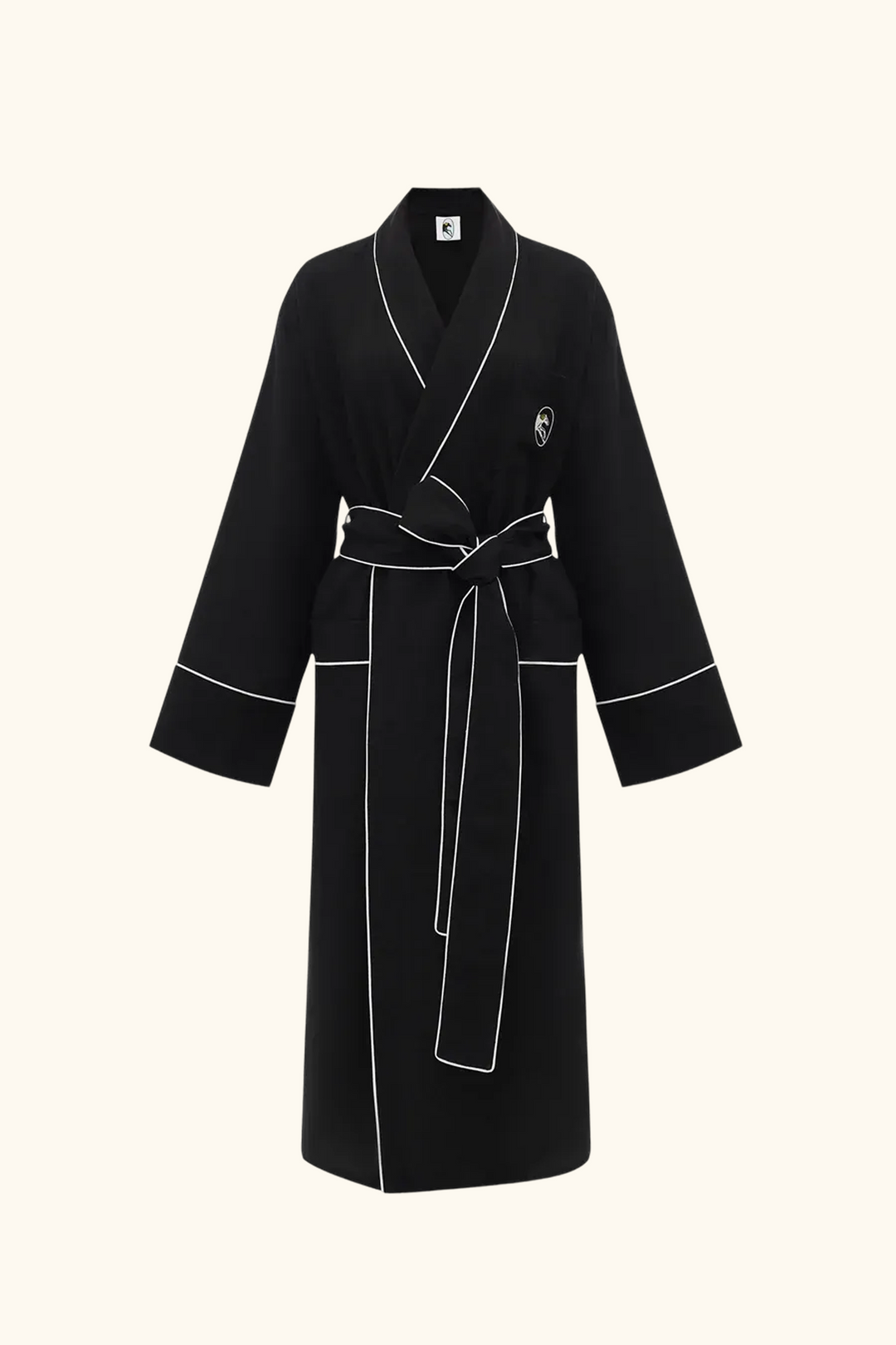 Paros Linen Unisex Robe in Black