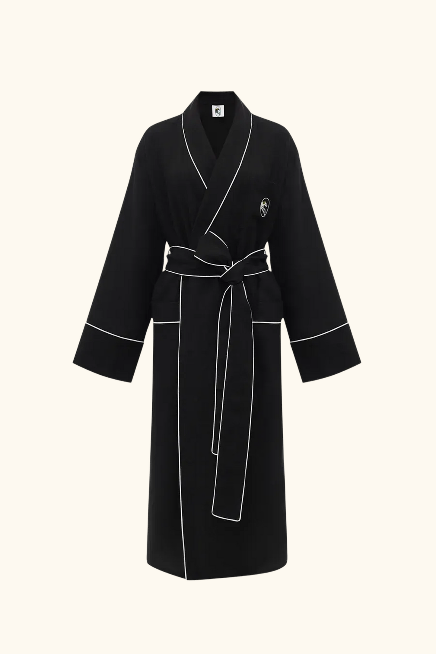 Paros Linen Unisex Robe in Black