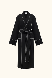 Paros Linen Unisex Robe in Black