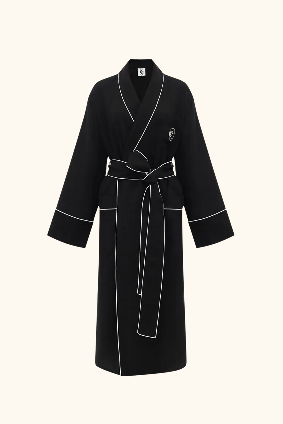 Paros Linen Unisex Robe in Black