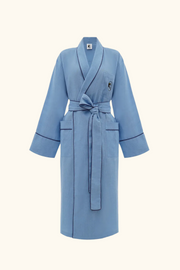 Paros Linen Unisex Robe in Blue