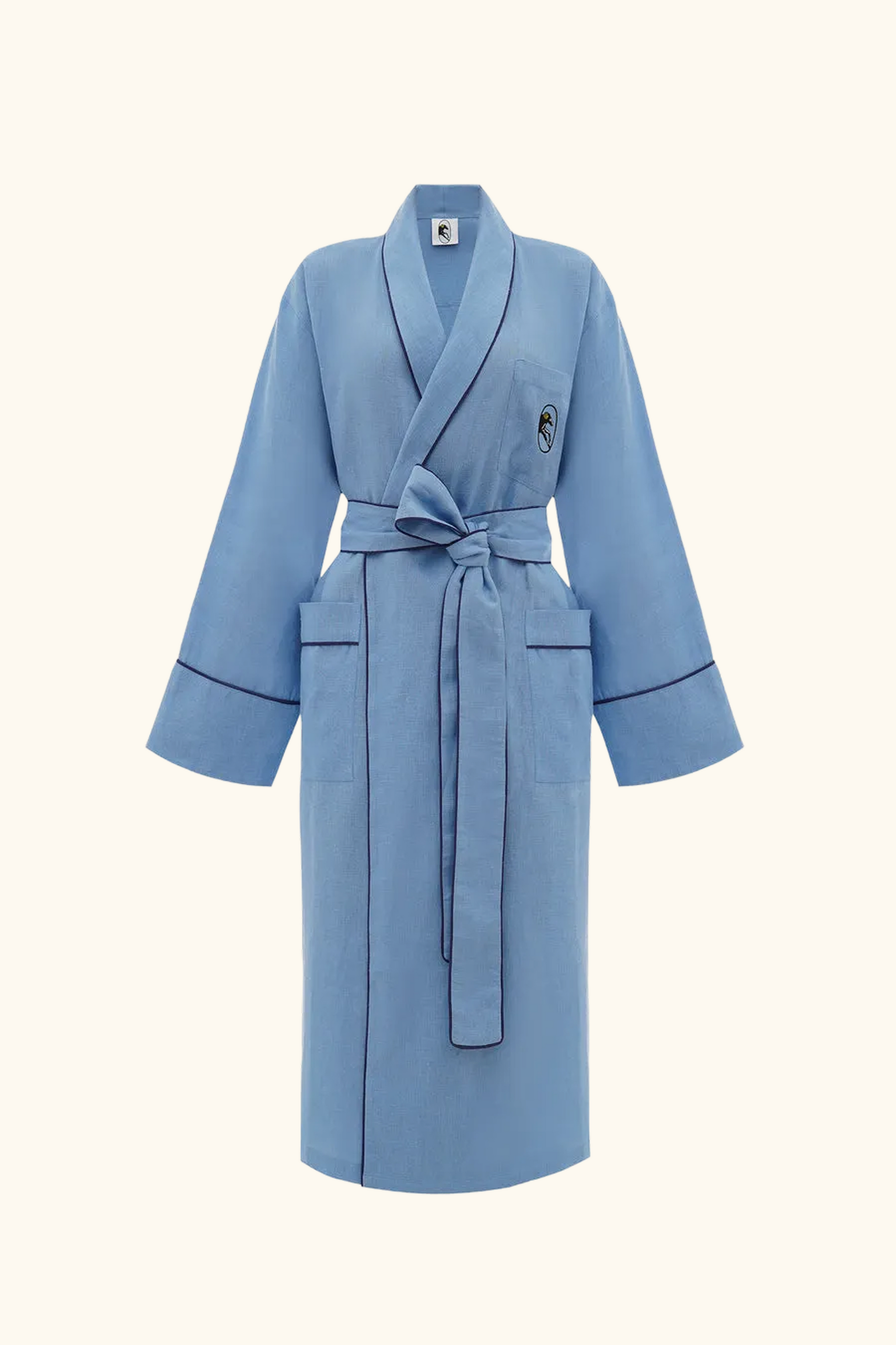 Paros Linen Unisex Robe in Blue