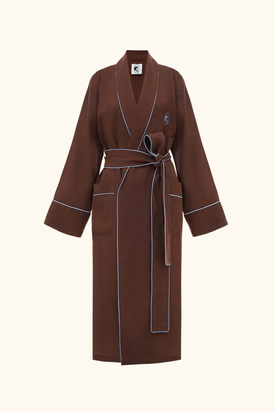 Paros Linen Unisex Robe in Brown