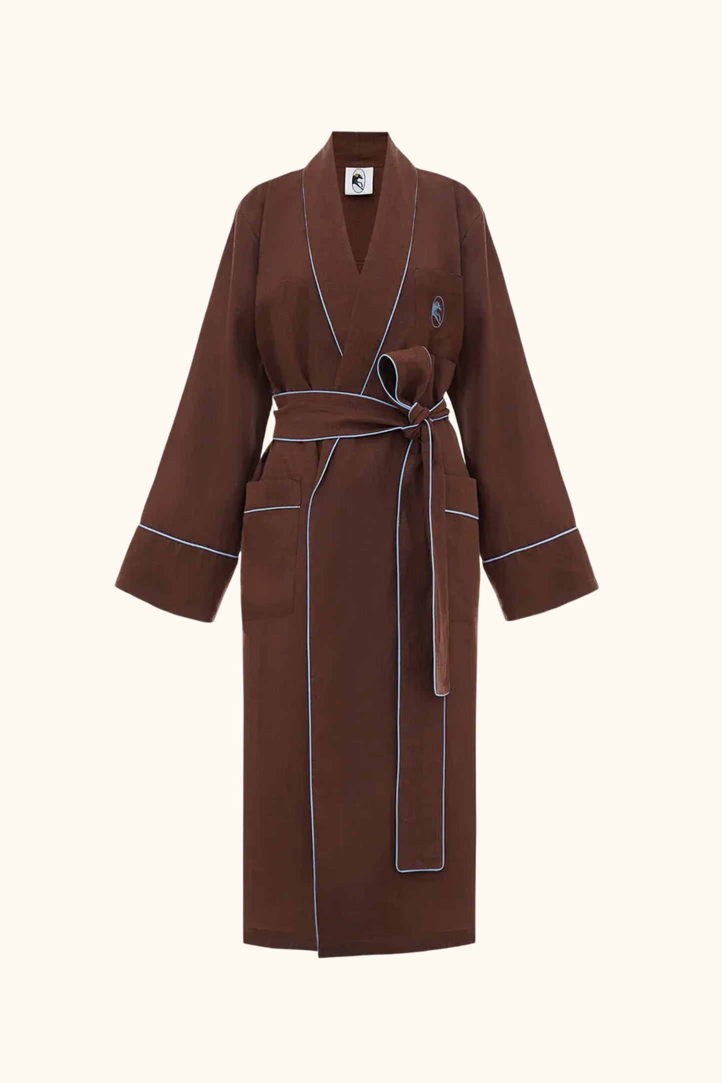 Paros Linen Unisex Robe in Brown