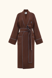 Paros Linen Unisex Robe in Brown