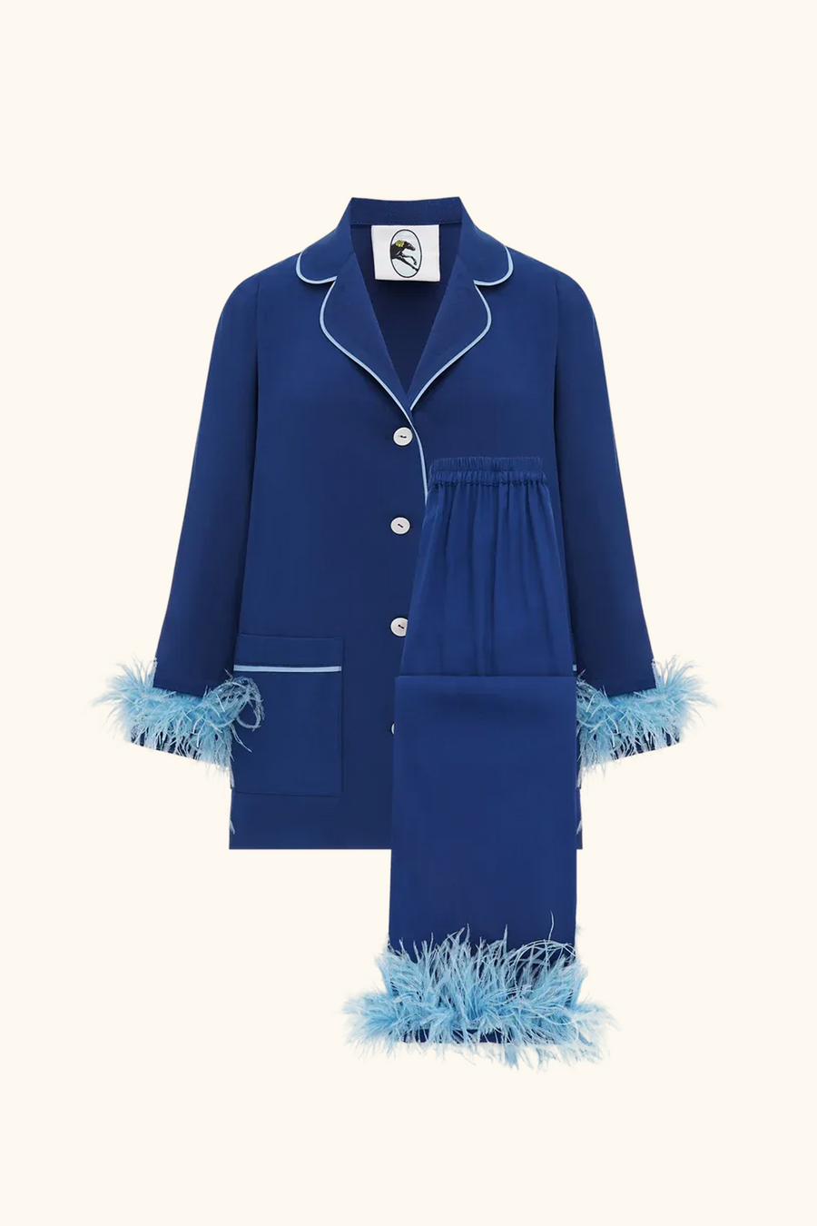 Party Pajamas Set with Detachable Feathers in Navy