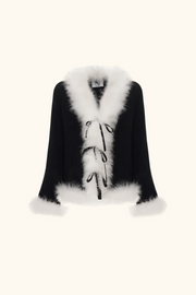 Venus in Love Blouse with Feathers in Black