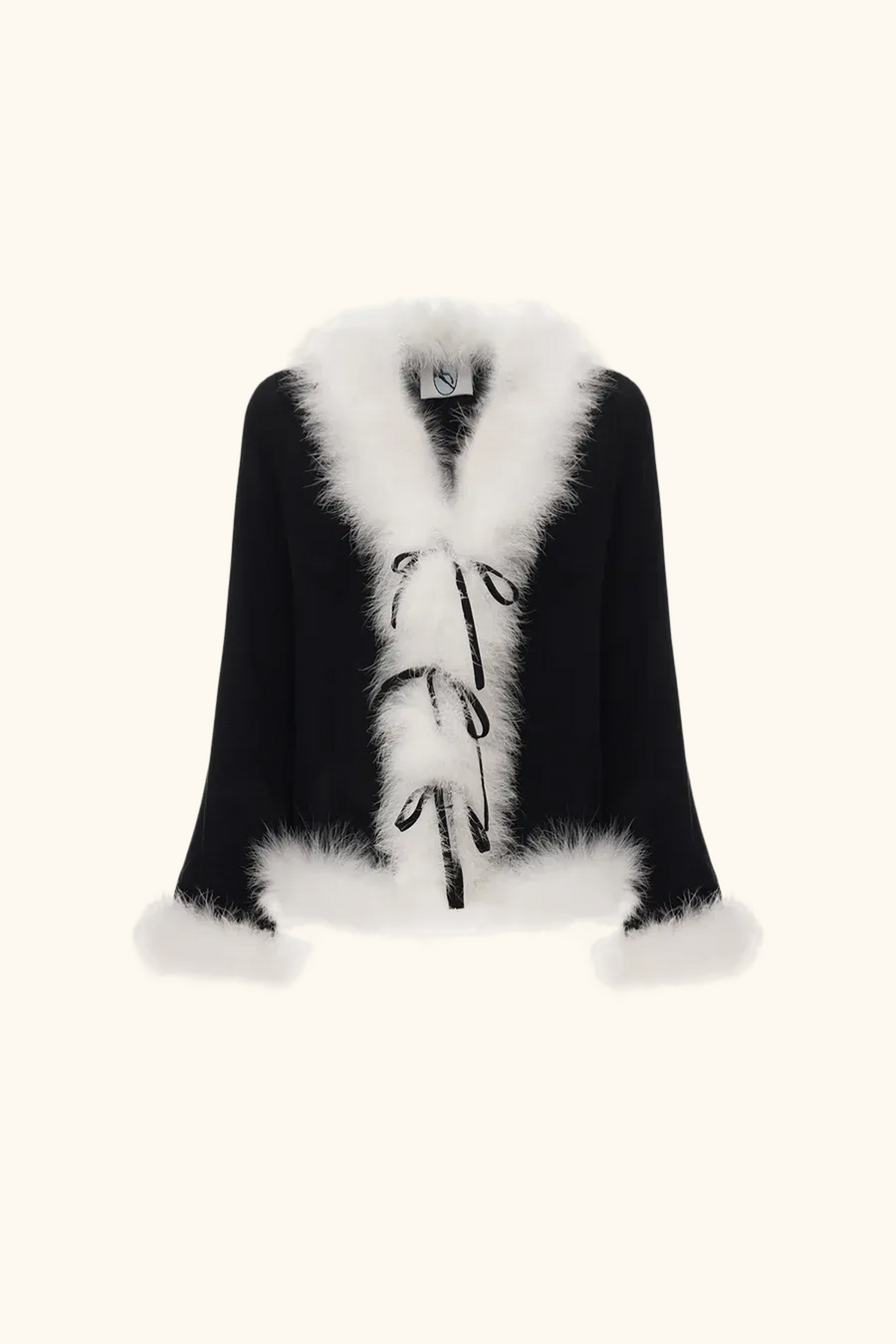 Venus in Love Blouse with Feathers in Black