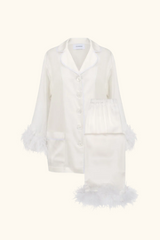 Party Pajamas Set with Detachable Feathers in White