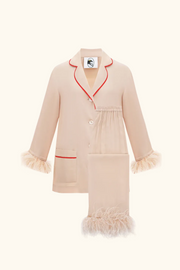Party Pajamas Set with Detachable Feathers in Beige