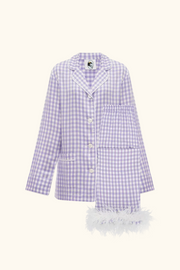 Party Pajama Set with Detachable Feathers in Lavender Vichy