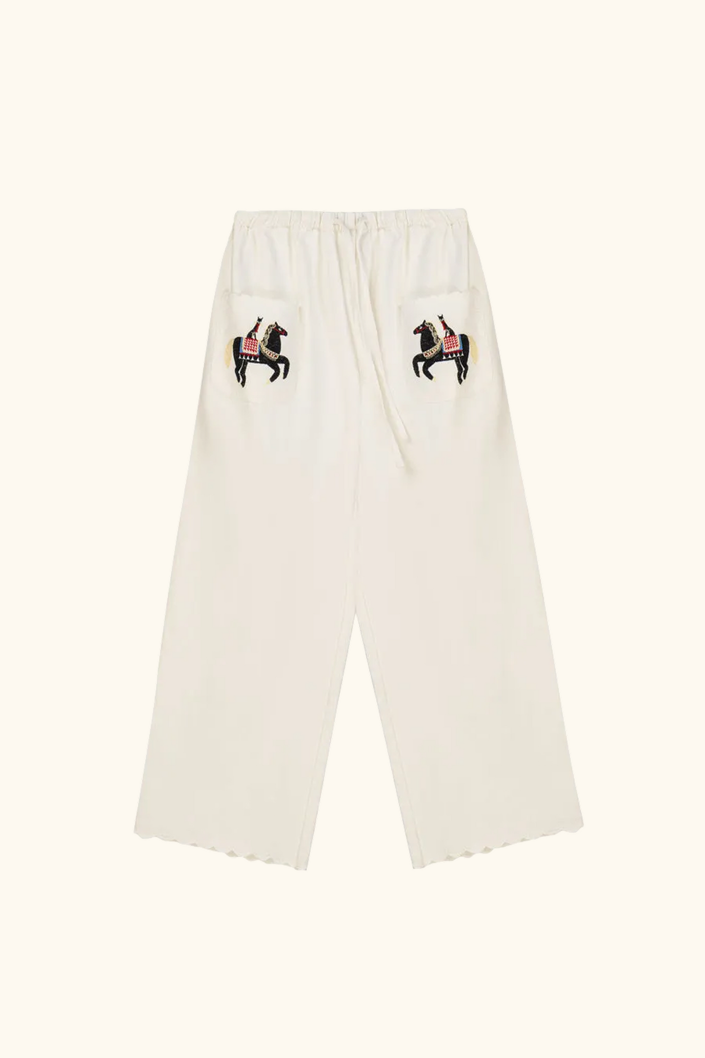 Kotyk Embroidered Cotton Pants in Off-white